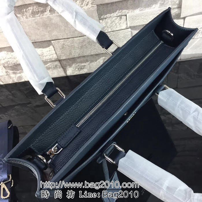 普拉達PRADA原單 最新款2VG014-1F藍色原版荔枝紋男士爆款公事包 PHY1328